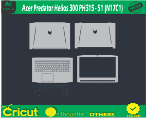 Acer Predator Helios 300 PH315 – 51 (N17C1) Skin Template Vector