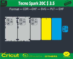 Tecno Spark 20C Skin Vector Template full warp free