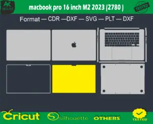 macbook pro 16 inch M2 2023 (2780 ) Skin Vector Template full warp