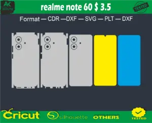 realme note 60 Skin Vector Template full warp